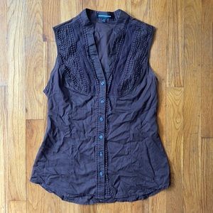 Express Brown Button Down Tank